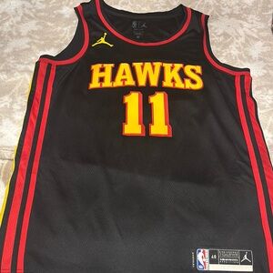 Jordan Black and Red Trey Young Hawks Basketball Jersey